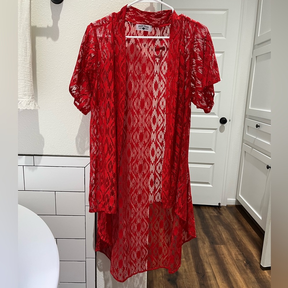 Crazy Train Red Lace Kimono Cardigan